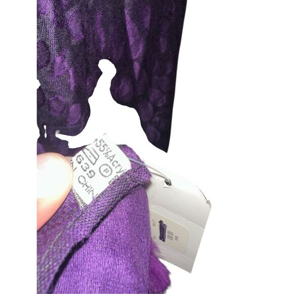 NEW WITH TAGS Pashmina VERY MODA Scarf Women's Scarf Wrap Shawl PURPLE/BLACK  Wr - Picture 8 of 11